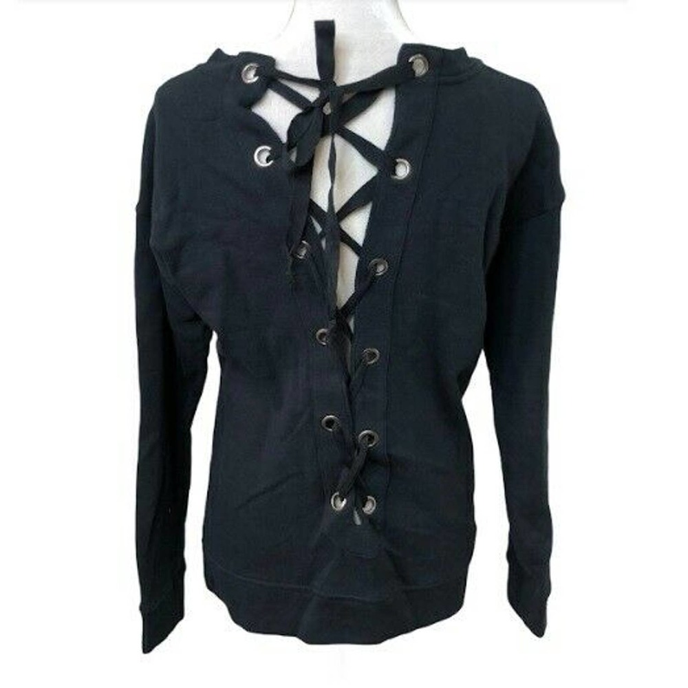 Mother Womens Black Sweater Long Sleeve Lace Up Tie Back Small - Picture 4 of 4